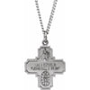 Sterling Silver 25x24 mm Four-Way Cross Medal Necklace - Faith Symbol