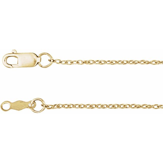 14K Yellow 1  mm Rope 7" Chain