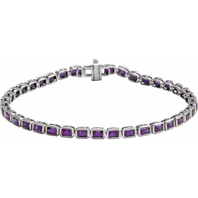 14K Gold Lab-Grown Blue Sapphire Line Bracelet