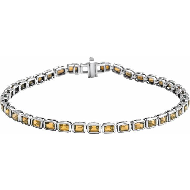 14K Yellow Gold, 7x5 mm Lab-Grown Blue Sapphire Bracelet