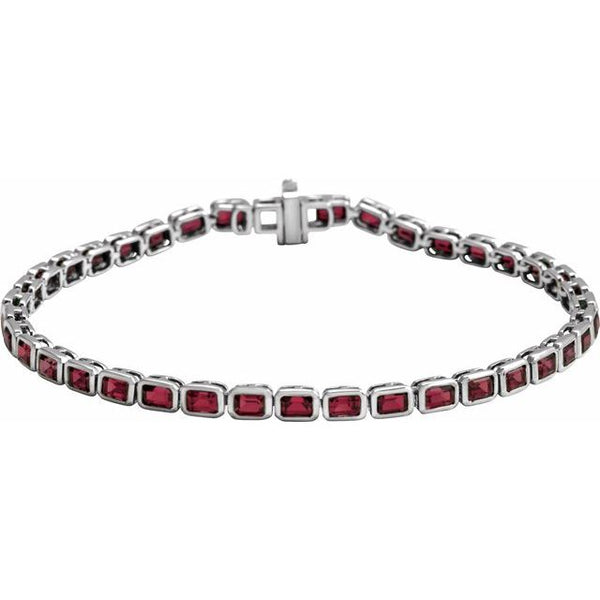 Natural Mozambique Garnet Line Bracelet Crafted in 14K Gold