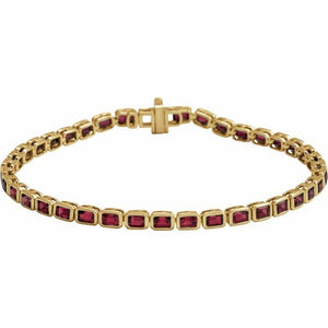 14K Gold Lab-Grown Blue Sapphire Line Bracelet