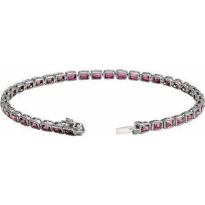 Lab-Grown Blue Sapphire Line Bracelet