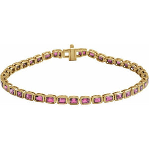 14K Gold Lab-Grown Blue Sapphire Line Bracelet