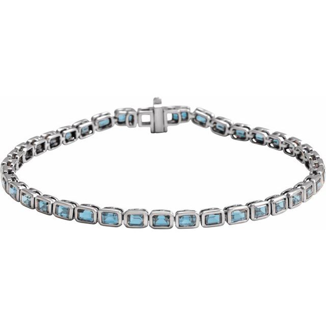 14K Gold Lab-Grown Blue Sapphire Line Bracelet