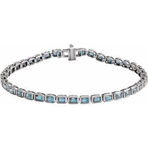 14K Gold Lab-Grown Blue Sapphire Line Bracelet