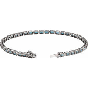 Lab-Grown Blue Sapphire Line Bracelet