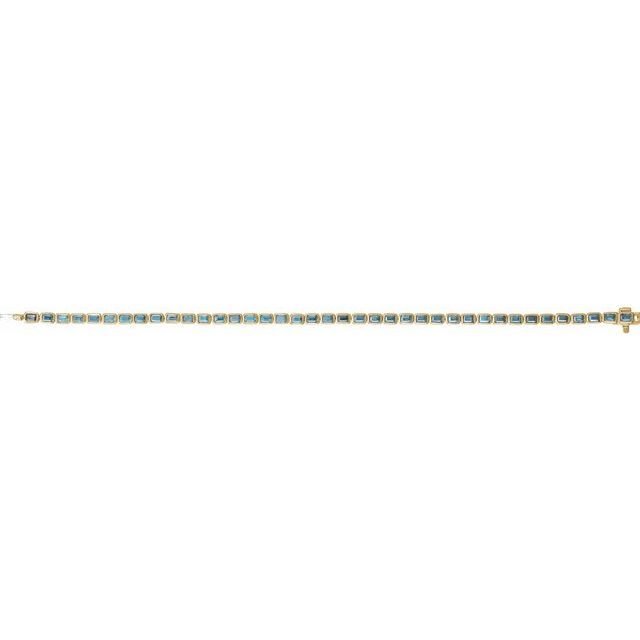 14K Yellow Gold, 7x5 mm Lab-Grown Blue Sapphire Bracelet