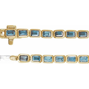 Lab-Grown Blue Sapphire Line Bracelet