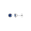 14K White Gold Natural Blue Sapphire & Diamond Earrings - Elegant Design