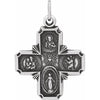 Sterling Silver 25x24 mm Four-Way Cross Medal Necklace - Faith Symbol