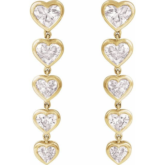 14K Yellow Gold, 2 3/4 CTW Heart-Shaped Lab-Grown Diamond Earrings