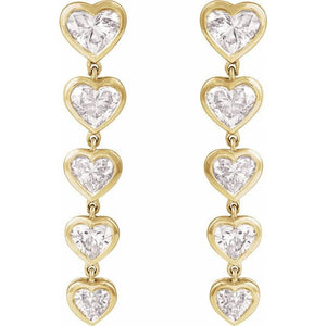 14K Yellow Gold, 2 3/4 CTW Heart-Shaped Lab-Grown Diamond Earrings