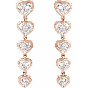 14K Yellow Gold, 2 3/4 CTW Heart-Shaped Lab-Grown Diamond Earrings