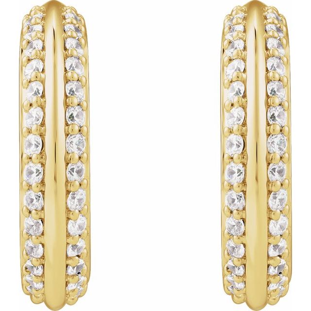 14K Yellow Gold 5/8 CTW Natural Diamond Hoop Earrings