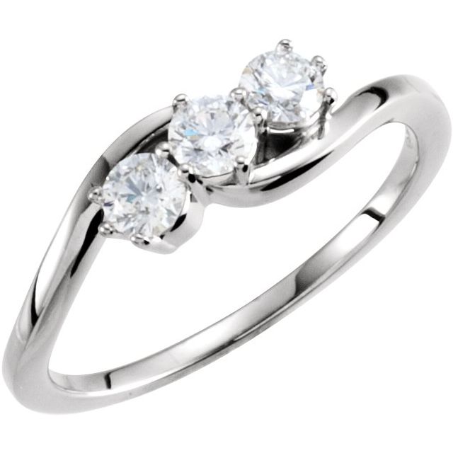 14K Gold Natural Diamond 3-Stone Ring - Options Available
