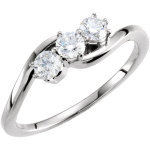 14K Gold Natural Diamond 3-Stone Ring - Options Available
