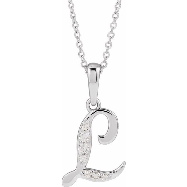 14K Yellow Gold, 18" Natural Diamond Initial E Necklace - Elegant Charm