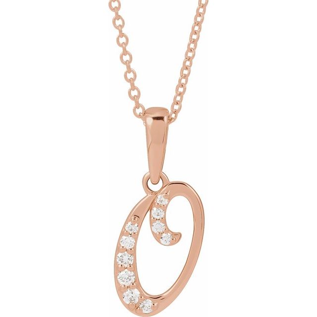 14K Yellow Gold, 18" Natural Diamond Initial E Necklace - Elegant Charm