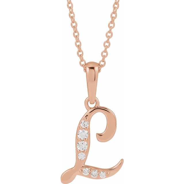 14K Yellow Gold, 18" Natural Diamond Initial E Necklace - Elegant Charm