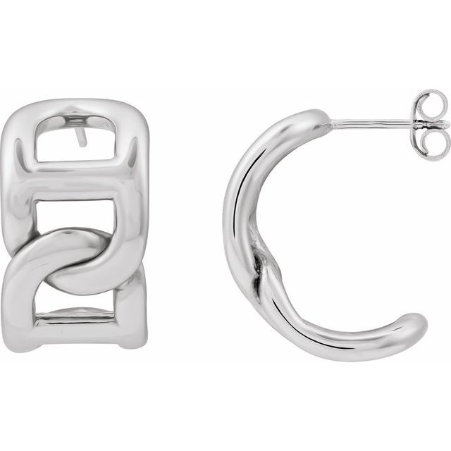 14K Gold Electroform Anchor Chain Hoop Earrings