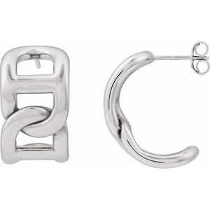 14K Gold Electroform Anchor Chain Hoop Earrings