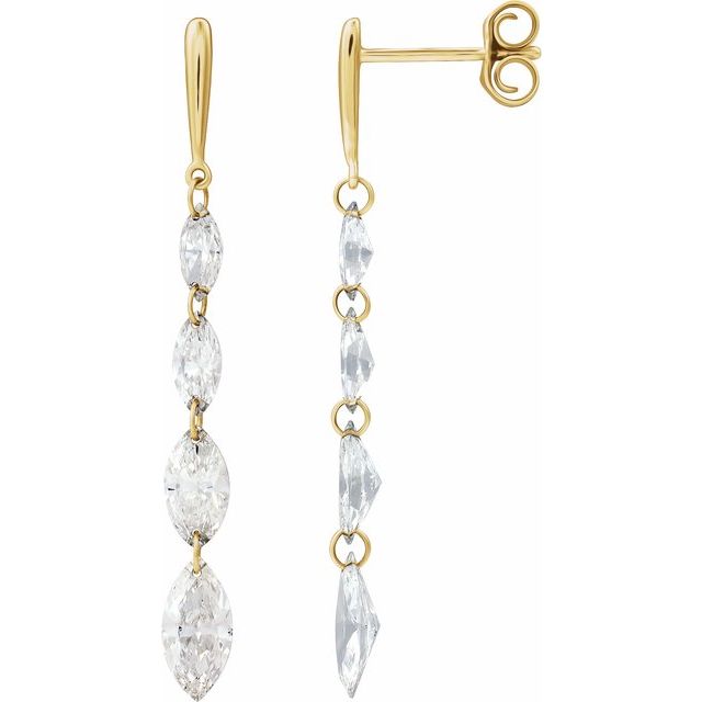 14K Yellow Gold 1.5 CTW Lab-Grown Diamond Drilled Earrings