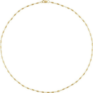 14K Yellow Gold, 1.7 mm Satellite Bar Cable 16