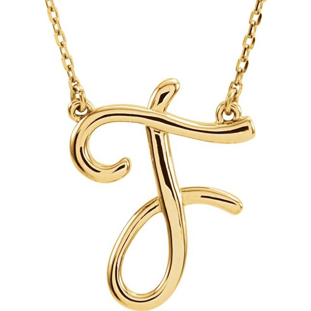 14K Gold Script Initial Necklace