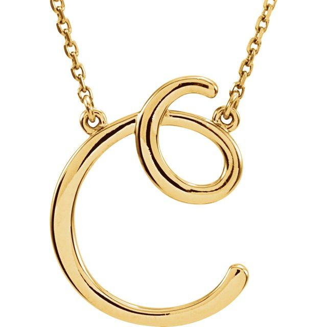 14K Gold Script Initial Necklace
