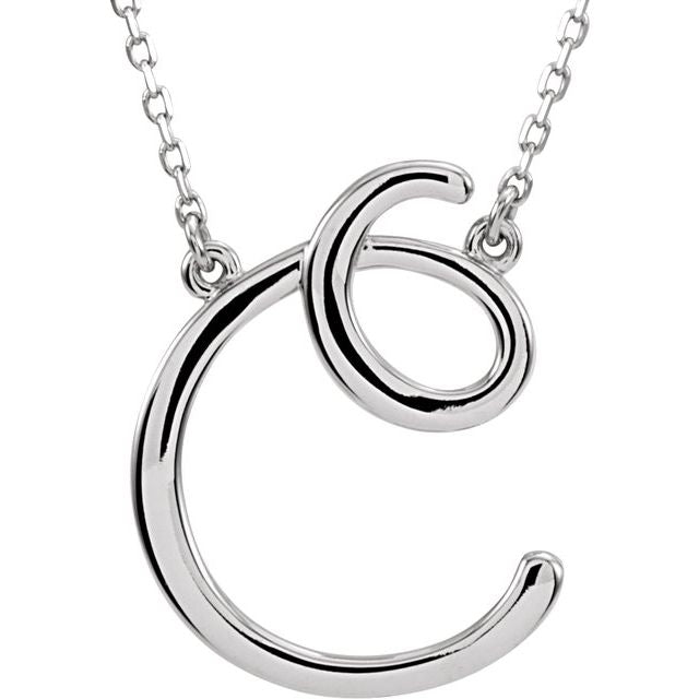 14K Gold Script Initial Necklace