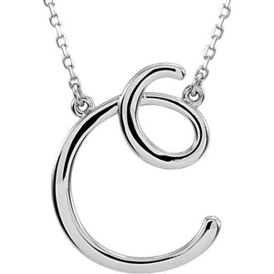 14K Gold Script Initial Necklace