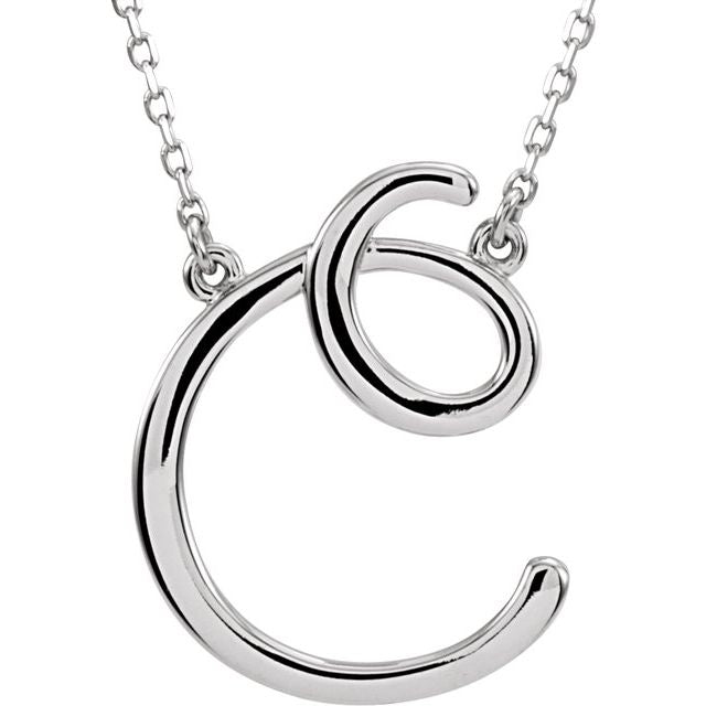 14K White Script Initial D 16" Necklace