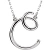 14K White Gold, 17.7x15.9 mm Initial D Script Necklace