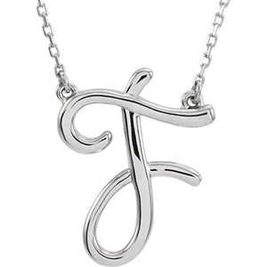 14K Gold Script Initial Necklace