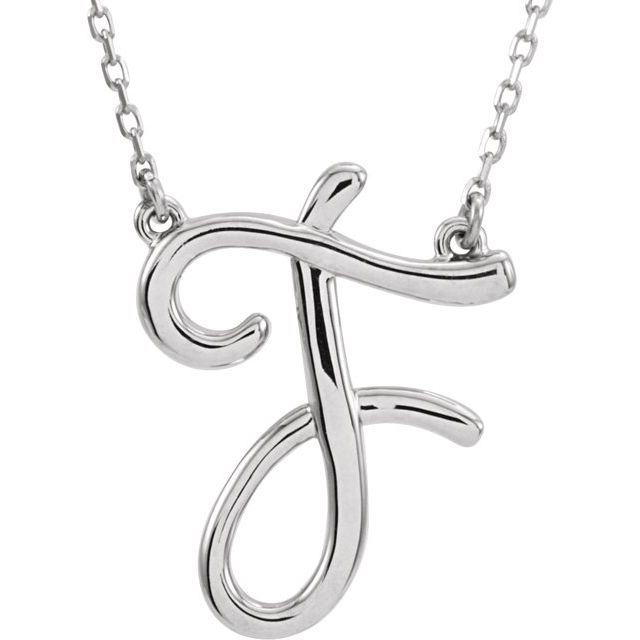 14K White Script Initial D 16" Necklace