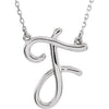 14K White Gold, 17.7x15.9 mm Initial D Script Necklace