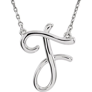 14K Gold Script Initial Necklace