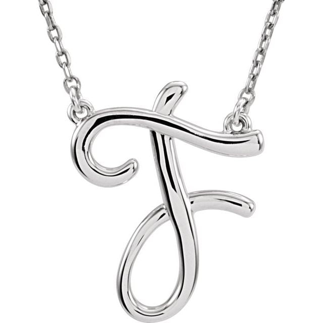 Script Initial Necklace in 14K Gold & Silver