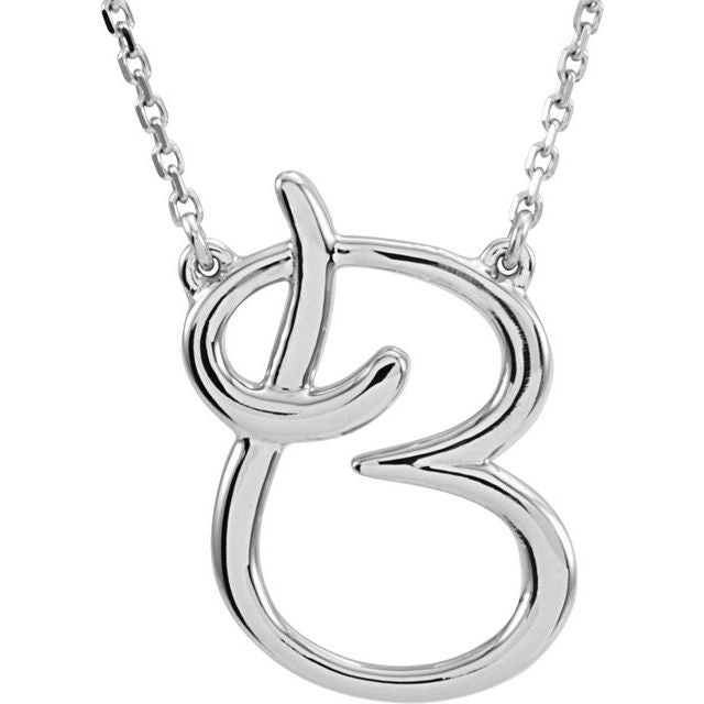Script Initial Necklace in 14K Gold & Silver