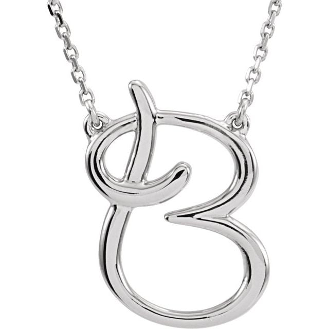 14K White Script Initial D 16" Necklace