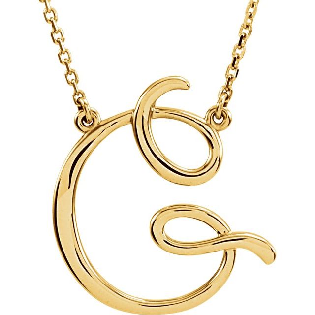 14K Gold Script Initial Necklace