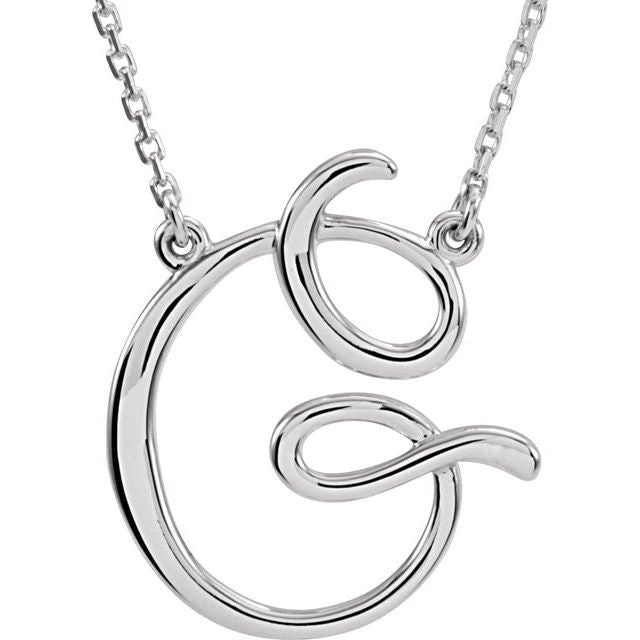 14K Gold Script Initial Necklace