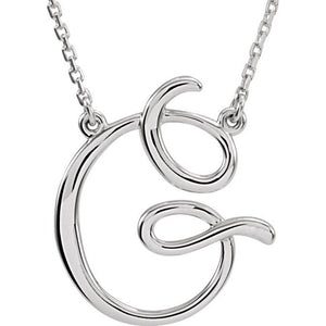 14K Gold Script Initial Necklace