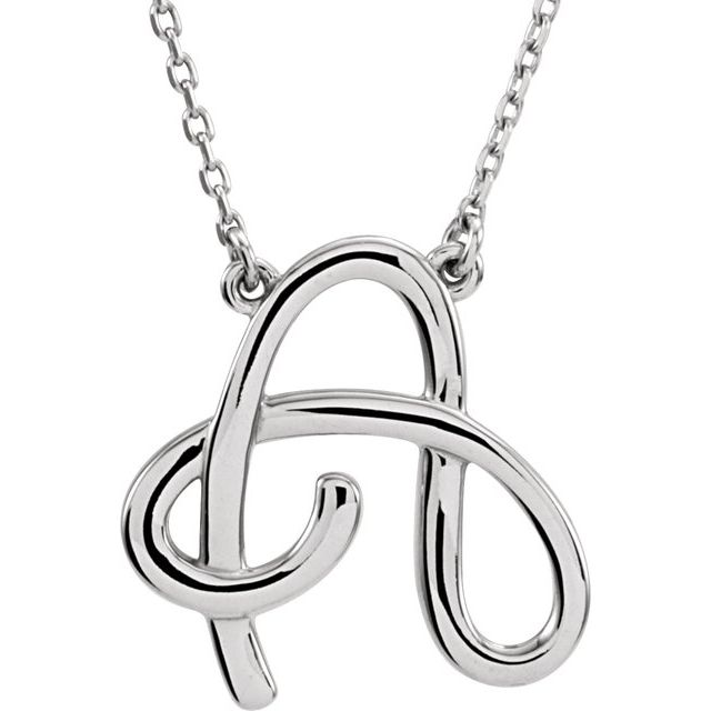 14K Gold Script Initial Necklace