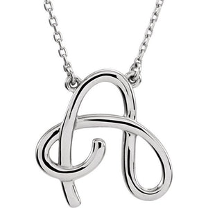 14K Gold Script Initial Necklace