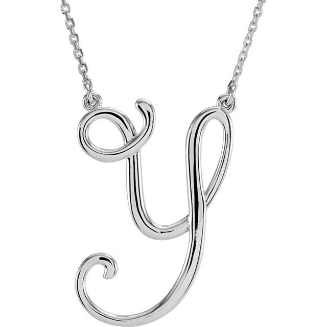 Script Initial Necklace in 14K Gold & Silver