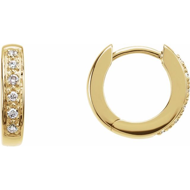 14K Gold Natural Diamond Hinged Hoop Earrings - Options Available