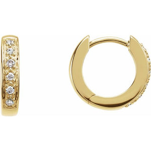 14K Gold Natural Diamond Hinged Hoop Earrings - Options Available