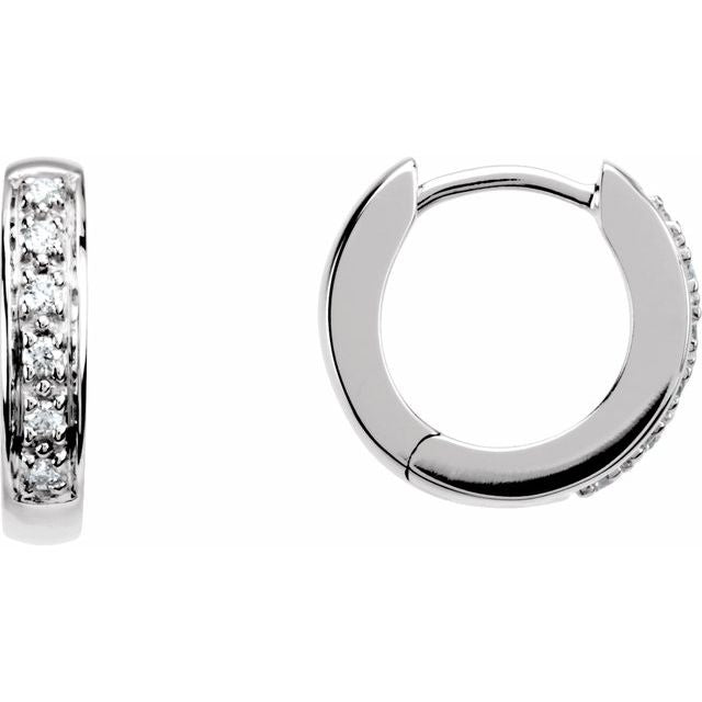 14K Gold Natural Diamond Hinged Hoop Earrings - Options Available